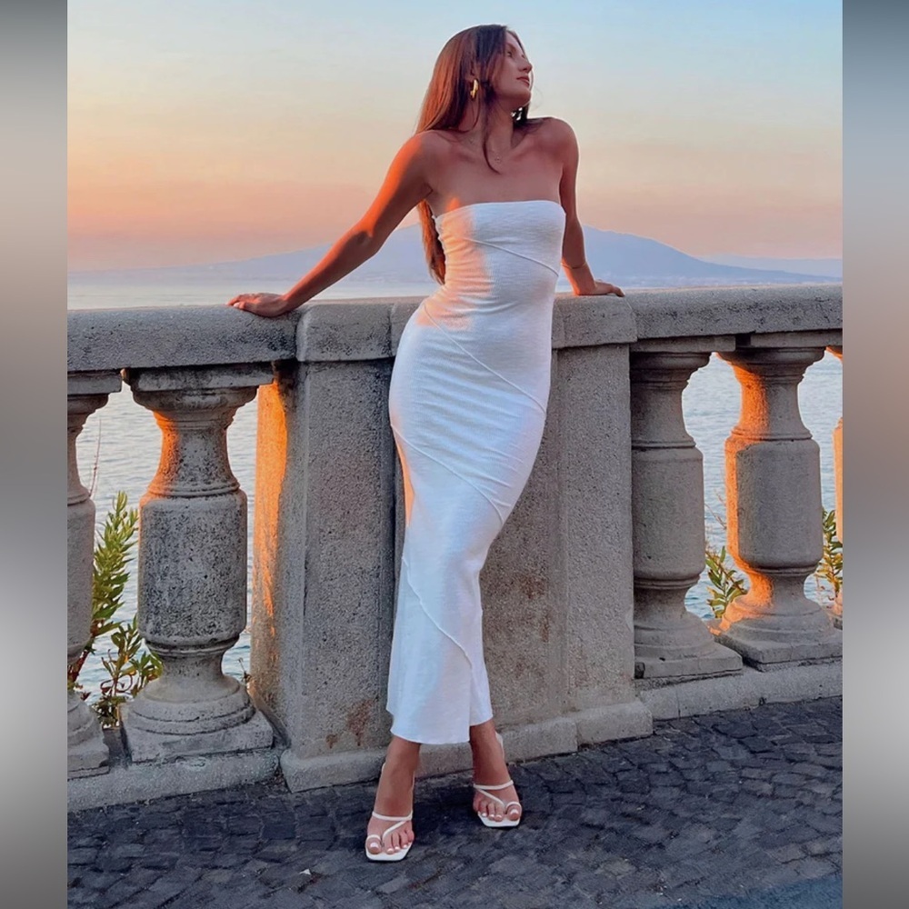 Princess Polly White Strapless Midi Dress